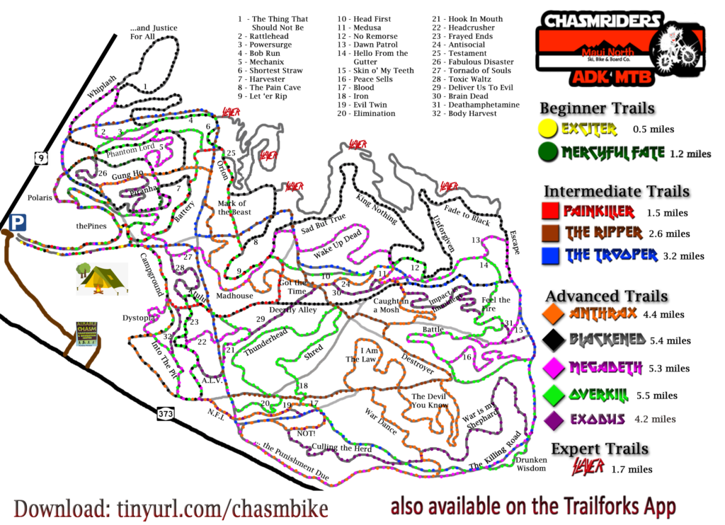 Ausable Chasm Trail map